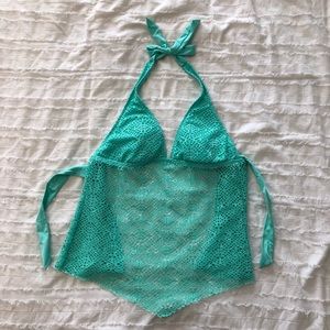 Mint Netted Open-Back Tankini Swim Top SZ SMALL